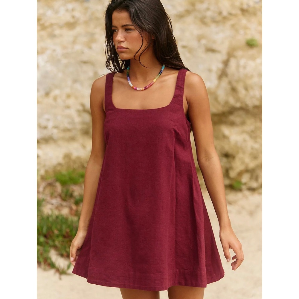 Free People Free-Est Breezy Linen Mini Dress Large NWOT